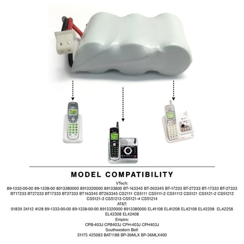 Image of South Western Bell 4205083 Cordless Phone Battery