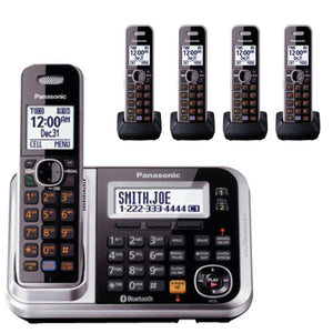 Panasonic KX-TG7875S Bluetooth Cordless Phone Link2Cell with 5 Handsets and Digital Answering Machine